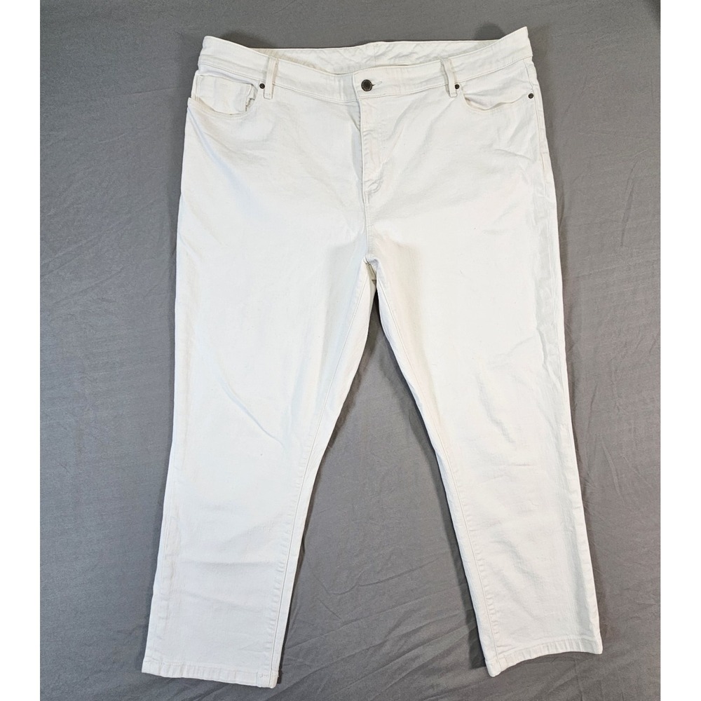 LL Bean Jeans Womens‎ 20 White Favorite Fit Straight Leg Stretch Denim Pants